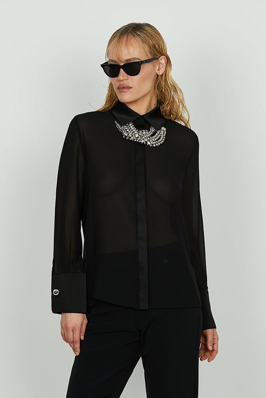 Camicia VULEC manica lunga polsini più collo raso più collana strass con fusciacca art. RCA2503009004 Donna Relish Autunno Inverno 2025/2026