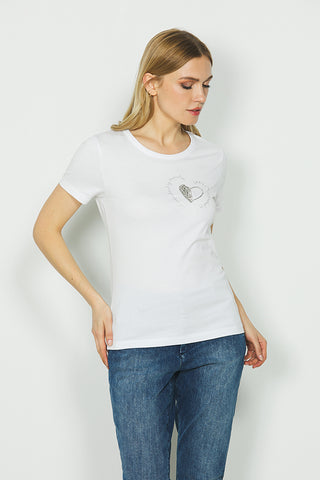 T-shirt PALMIRA m/m con stampa più ricamo pietre cuore art. RDA2401033007 Donna Relish Autunno Inverno 2024/25