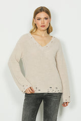 Maglia KRISTEL manica lunga scollo v con rotture art. RDA2402114075 Donna Relish Autunno Inverno 2024/25