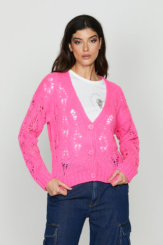 Cardigan Boyd manica lunga con bottoni lavorazione punzonata art. RDA2402634004 Donna Relish Autunno Inverno 2024/25