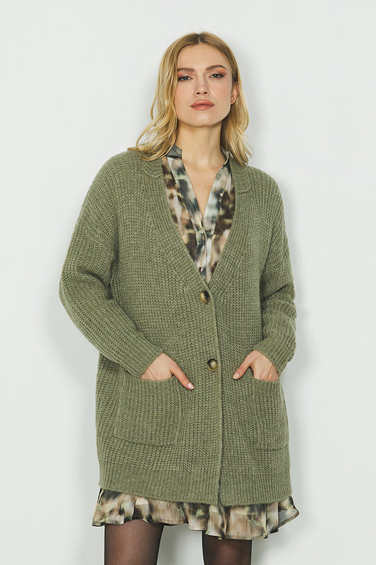 Cardigan BOFFELLI manica lunga con bottoni più tasche art. RDA2402634007 Donna Relish Autunno Inverno 2024/25