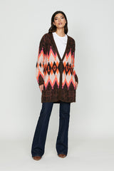 Cardigan rui lungo manica lunga con bottoni più jacquard rombi art. RDA2402634013 Donna Relish Autunno Inverno 2024/25