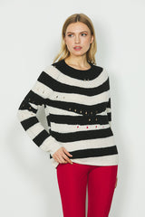 Maglia MILANIA manica lunga con pieghe più rotture righe art. RDA2402634084 Donna Relish Autunno Inverno 2024/25