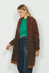 Cardigan MARIKA lungo manica lunga con jacquard animalier art. RDA2402634087 Donna Relish Autunno Inverno 2024/25