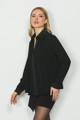 Camicia ELISABETHS manica lunga plisse con contrasti, in raso art. RDA2403009003 Donna Relish Autunno Inverno 2024/25