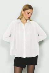 Camicia ELISABETHS manica lunga plisse con contrasti, in raso art. RDA2403009003 Donna Relish Autunno Inverno 2024/25