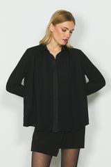 Camicia ELISABETHS manica lunga plisse con contrasti, in raso art. RDA2403009003 Donna Relish Autunno Inverno 2024/25