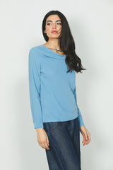 Blusa LEONA manica lunga scollo ampio con collana catena art. RDA2403009016 Donna Relish Autunno Inverno 2024/25