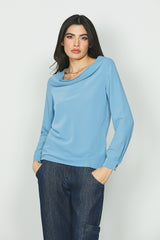 Blusa LEONA manica lunga scollo ampio con collana catena art. RDA2403009016 Donna Relish Autunno Inverno 2024/25