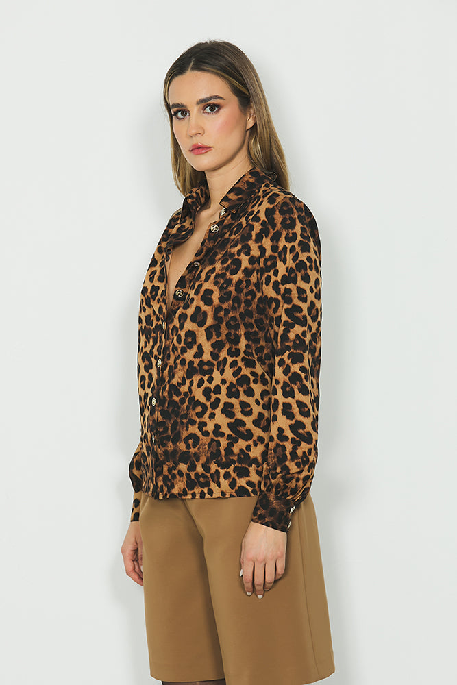 Camicia BERNADETTE manica lunga con bottoni oro fantasia maculata art. RDA2403009019 Donna Relish Autunno Inverno 2024/25