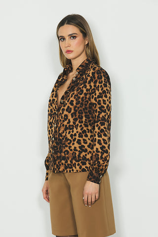 Camicia BERNADETTE manica lunga con bottoni oro fantasia maculata art. RDA2403009019 Donna Relish Autunno Inverno 2024/25