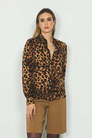 Camicia BERNADETTE manica lunga con bottoni oro fantasia maculata art. RDA2403009019 Donna Relish Autunno Inverno 2024/25