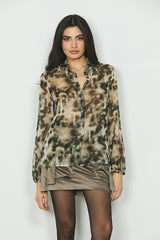 Camicia ALESSIA con arricci fantasia camouflage più lurex art. RDA2403009029 Donna Relish Autunno Inverno 2024/25