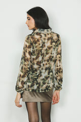 Camicia ALESSIA con arricci fantasia camouflage più lurex art. RDA2403009029 Donna Relish Autunno Inverno 2024/25