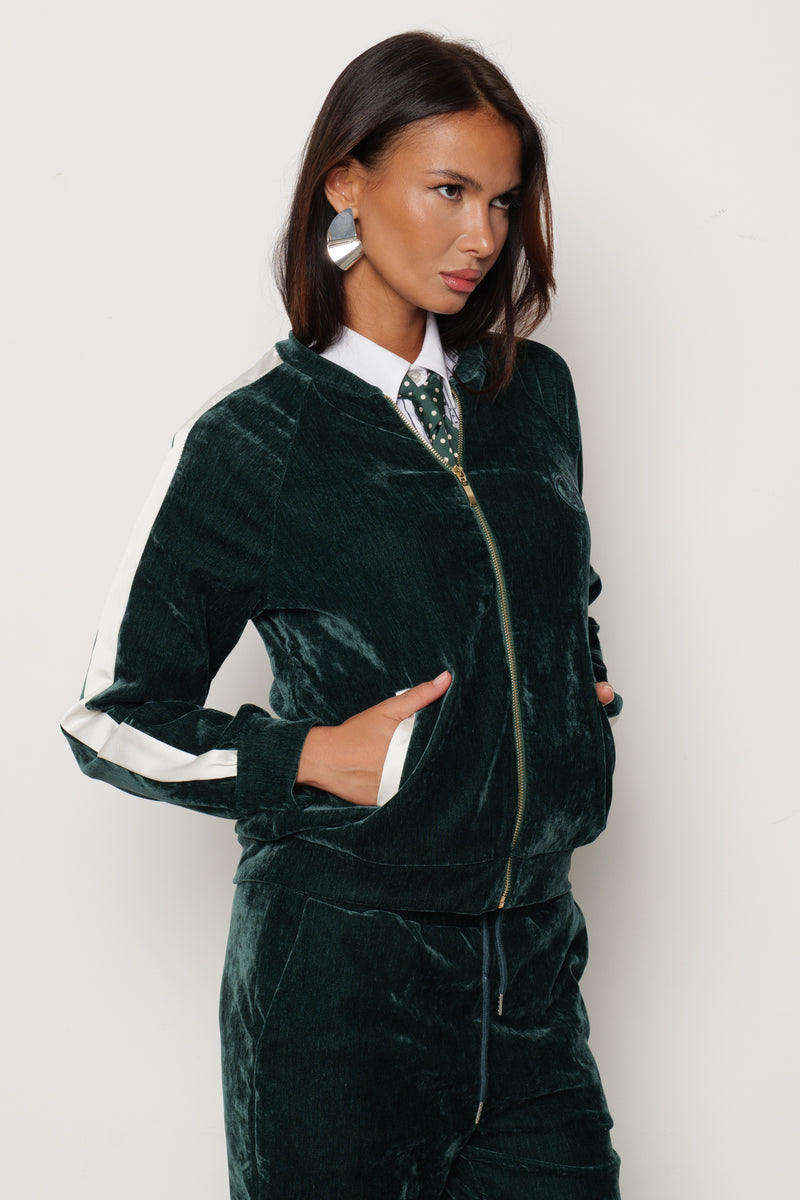 Felpa BASSETT in velluto manica lunga con tasche più Logo più Bande Lateriali art. RDA2501006018 Donna Relish Autunno Inverno 2025/2026