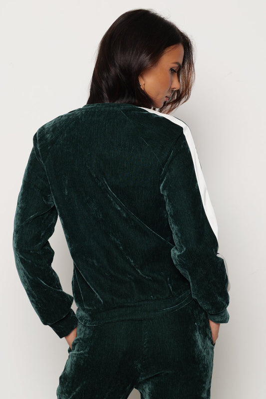 Felpa BASSETT in velluto manica lunga con tasche più Logo più Bande Lateriali art. RDA2501006018 Donna Relish Autunno Inverno 2025/2026