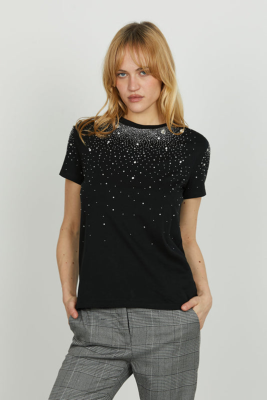 T-shirt REGNUM mezza manica con strass più pietre crystal art. RDA2501033002 Donna Relish Autunno Inverno 2025/2026