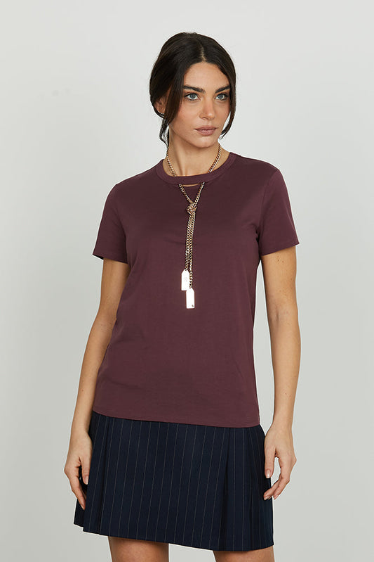 T-shirt MONILE mezza manica con goccia più collana con placca logo art. RDA2501033008 Donna Relish Autunno Inverno 2025/2026