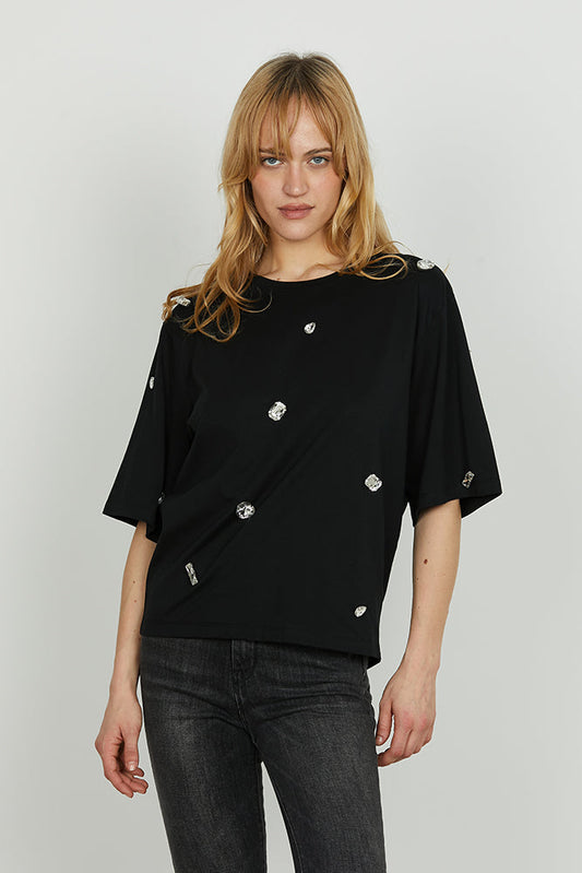 T-shirt ROMOALD mezza manica con pietre strass art. RDA2501033011 Donna Relish Autunno Inverno 2025/2026