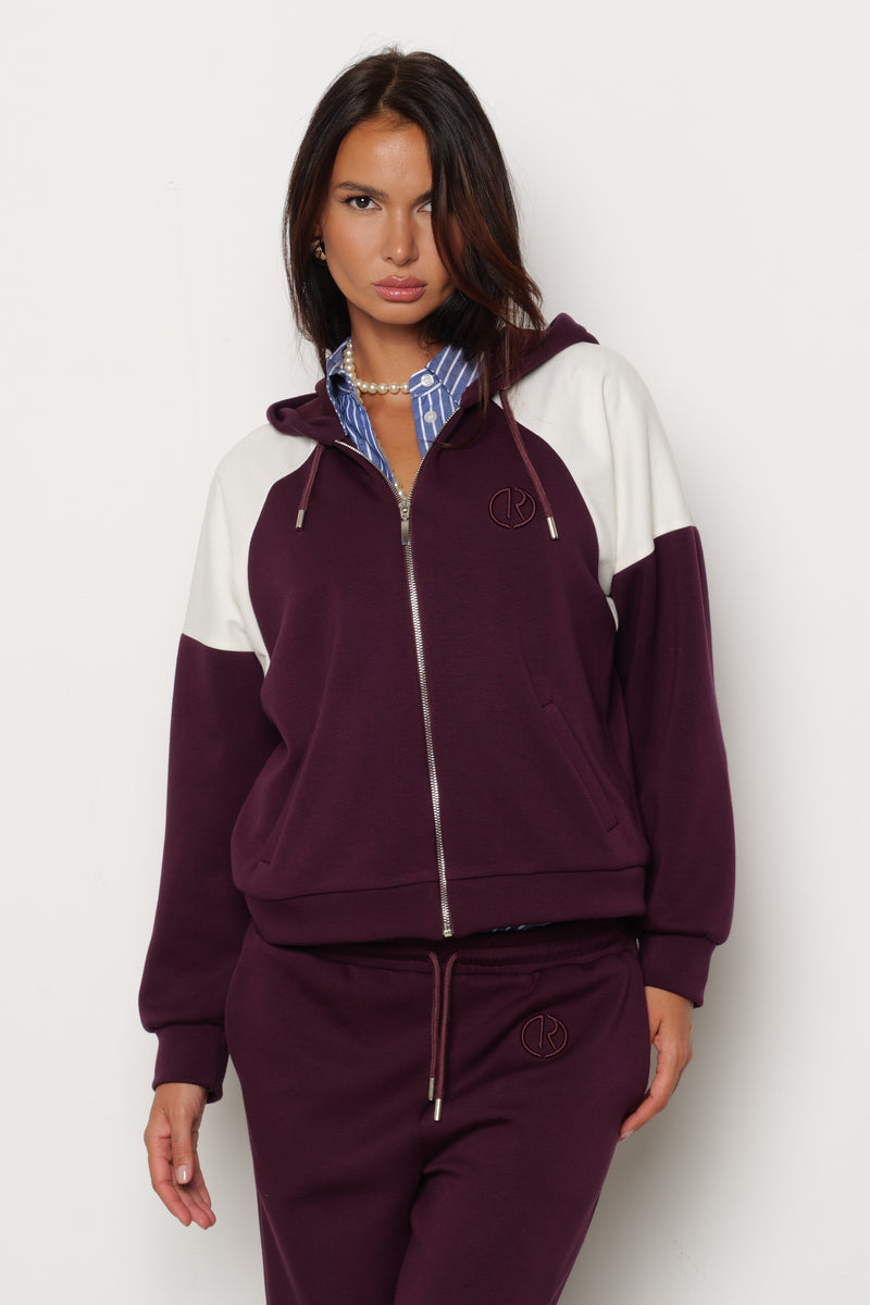 Felpa AIDAN con Cappuccio più Coulisse più Zip Bicolore art. RDA2501091020 Donna Relish Autunno Inverno 2025/2026