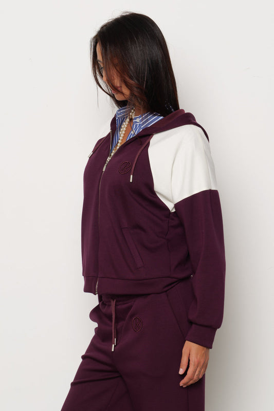 Felpa AIDAN con Cappuccio più Coulisse più Zip Bicolore art. RDA2501091020 Donna Relish Autunno Inverno 2025/2026