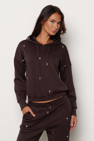 Felpa OLIMPO manica lunga con Arriccio più Cappuccio più Ricamo Logo più Applicazioni art. RDA2501091022 Donna Relish Autunno Inverno 2025/2026