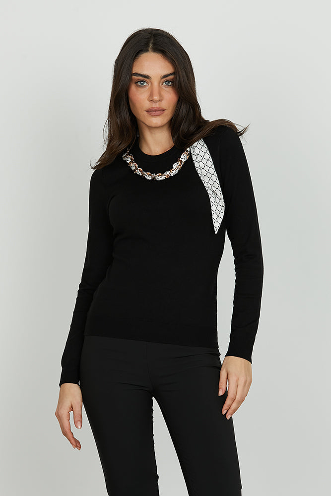 Maglia ISOTTA manica lunga girocollo con catena più foulard art. RDA2502054018 Donna Relish Autunno Inverno 2025/2026