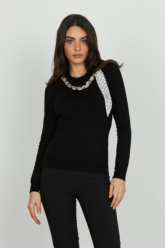Maglia ISOTTA manica lunga girocollo con catena più foulard art. RDA2502054018 Donna Relish Autunno Inverno 2025/2026