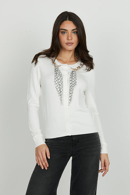 Cardigan BICE manica lunga con snap più catena con foulard art. RDA2502054019 Donna Relish Autunno Inverno 2025/2026