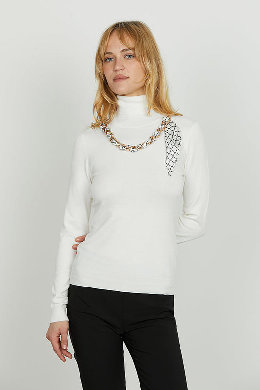 Maglia GOIANA manica lunga collo alto con catena più foulard logo art. RDA2502054020 Donna Relish Autunno Inverno 2025/2026