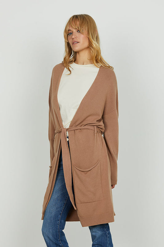 Cardigan MARNOS lungo manica lunga con tasche più cintura art. RDA2502164049 Donna Relish Autunno Inverno 2025/2026