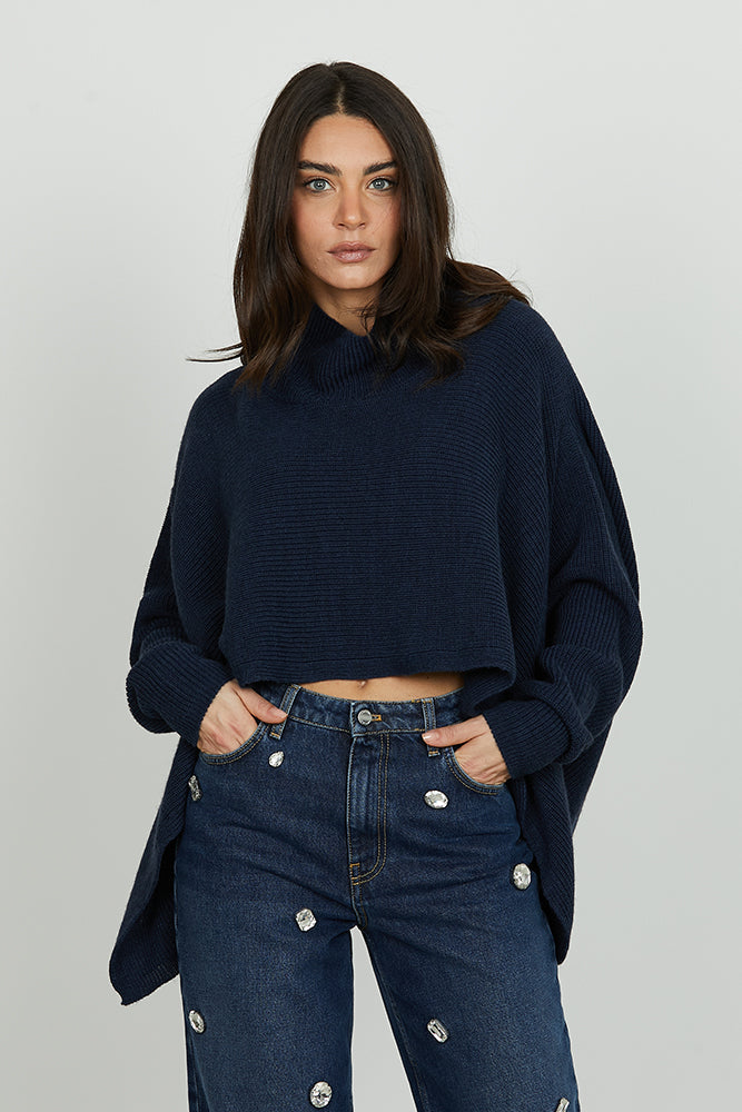 Maglia TASO corta manica lunga collo alto asimmetrica effetto mantella art. RDA2502529031 Donna Relish Autunno Inverno 2025/2026