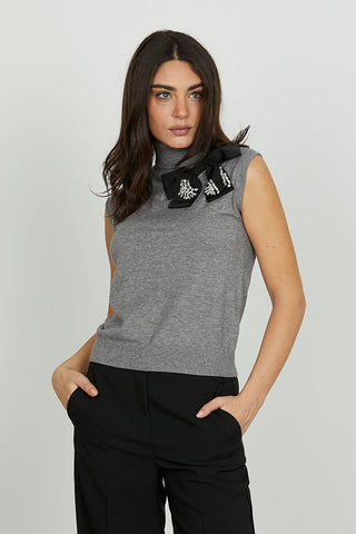 Maglia NASSO s/m ciclista con fiocco più pietre art. RDA2502605009 Donna Relish Autunno Inverno 2025/2026