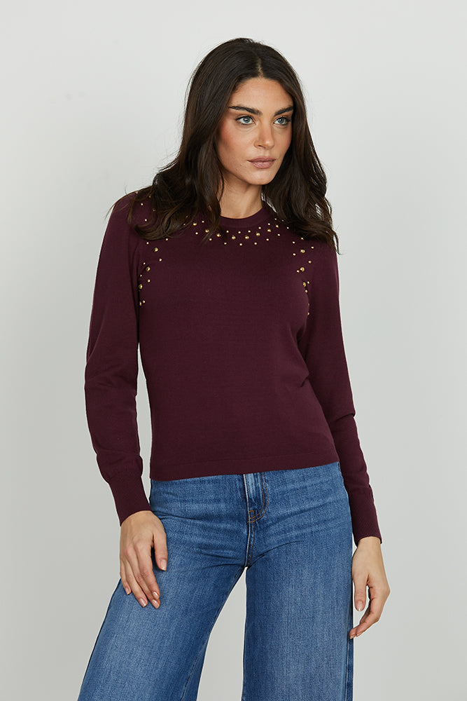 Maglia ELIAS manica lunga con applicazione borchie art. RDA2502605013 Donna Relish Autunno Inverno 2025/2026
