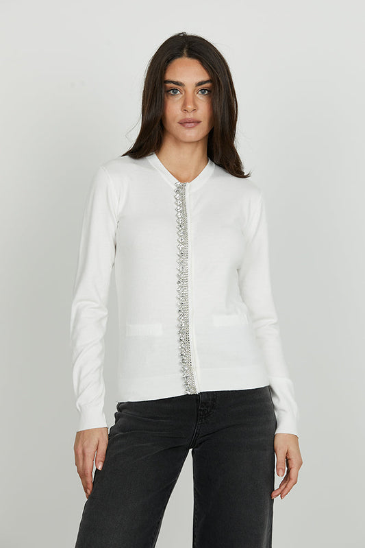 Cardigan LANAI manica lunga con snap più applicazione strass art. RDA2502605016 Donna Relish Autunno Inverno 2025/2026