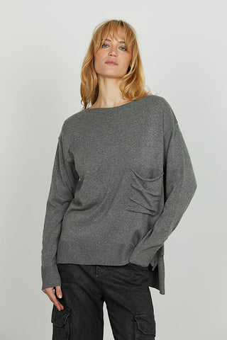 Maglia DOKOS manica lunga con tasca più spacchi fondo asimmetrica art. RDA2502659034 Donna Relish Autunno Inverno 2025/2026