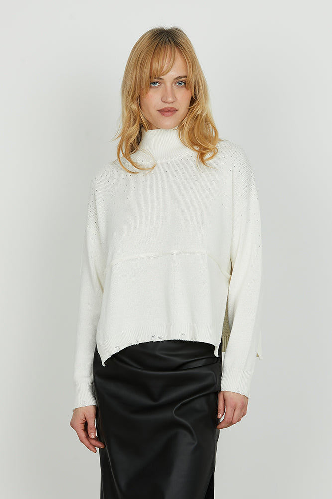 Maglia IPANEMA manica lunga collo vulcano con strass più rotture art. RDA2502659038 Donna Relish Autunno Inverno 2025/2026