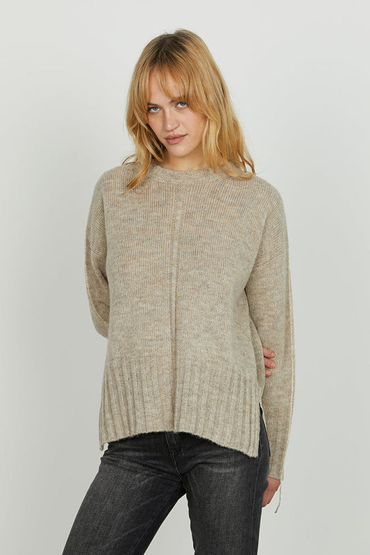 Maglia IDRAZ manica lunga girocollo con spacchi fondo più dettagli lurex art. RDA2502660041 Donna Relish Autunno Inverno 2025/2026