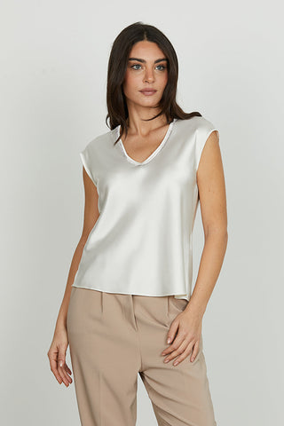 Blusa INQUAM mezza manica aletta scollo v con applicazione strass art. RDA2503006011 Donna Relish Autunno Inverno 2025/2026