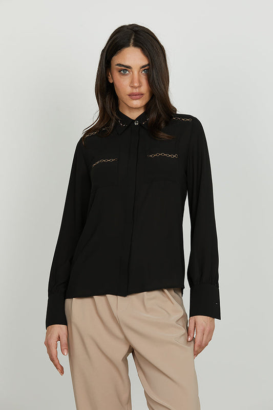 Camicia VERADEROS manica lunga con tasche più dettaglio anellini art. RDA2503009018 Donna Relish Autunno Inverno 2025/2026