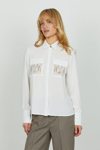 Camicia JUWELL manica lunga con tasche con strass più borchie più patte art. RDA2503009019 Donna Relish Autunno Inverno 2025/2026