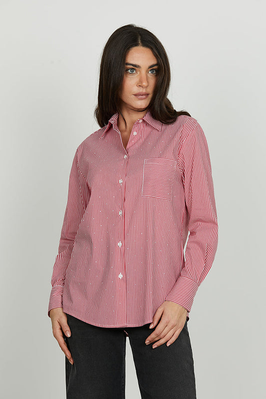 Camicia ASTERIAS manica lunga con tasca più strass righe art. RDA2503033002 Donna Relish Autunno Inverno 2025/2026