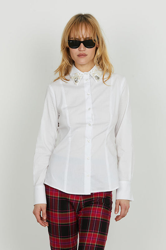 Camicia YOH manica lunga collo con applicazione perle più pietre strass art. RDA2503056008 Donna Relish Autunno Inverno 2025/2026