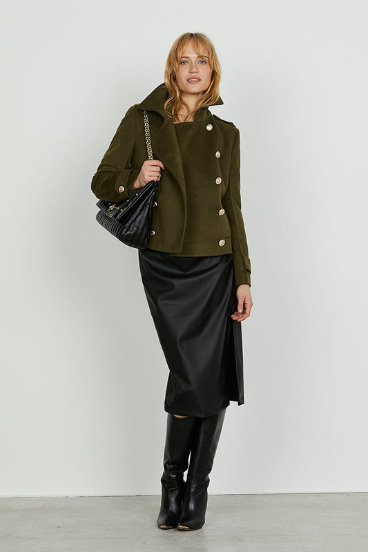 Longuette PARAVI vita alta con pieghe più spacco ecopelle art. RDA2504299003 Donna Relish Autunno Inverno 2025/2026