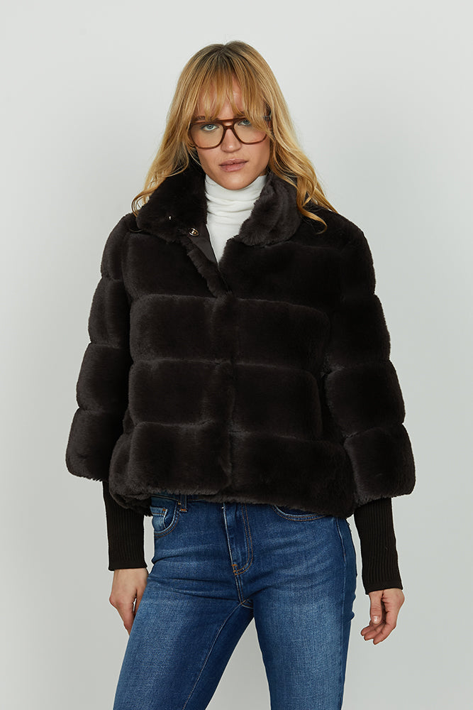 Pelliccia MARILA eco manica lunga con polsi costina art. RDA2505006062 Donna Relish Autunno Inverno 2025/2026