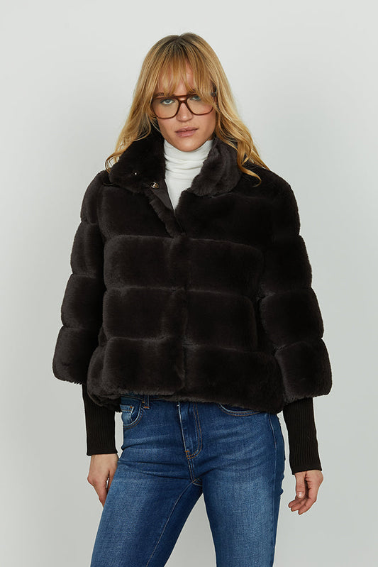 Pelliccia MARILA eco manica lunga con polsi costina art. RDA2505006062 Donna Relish Autunno Inverno 2025/2026
