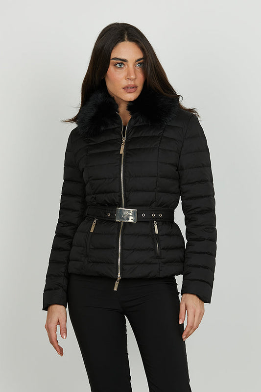 Piumino GYALAR manica lunga con collo ecopelliccia più cintura più zip art. RDA2505009012 Donna Relish Autunno Inverno 2025/2026