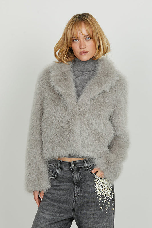 Pelliccia JENGY manica lunga con revers più tasche art. RDA2505009035 Donna Relish Autunno Inverno 2025/2026