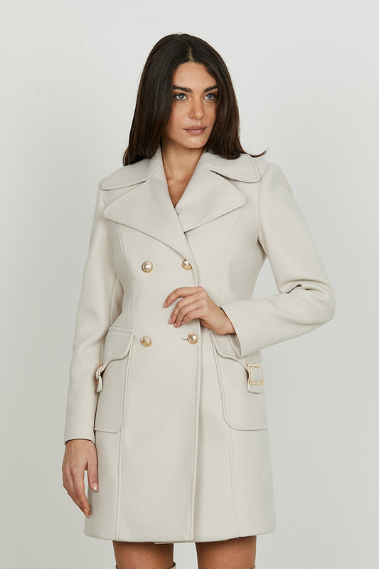Cappotto VERNA manica lunga doppio petto con tasche più patte con fibbia più bottoni art. RDA2505009052 Donna Relish Autunno Inverno 2025/2026