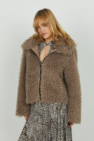 Pelliccia LOCIM eco manica lunga con inserti ecopelle più zip art. RDA2505009063 Donna Relish Autunno Inverno 2025/2026